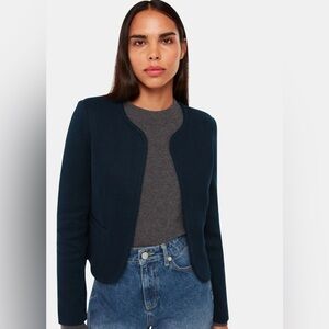 Whistles Navy Collarless Jersey Jacket